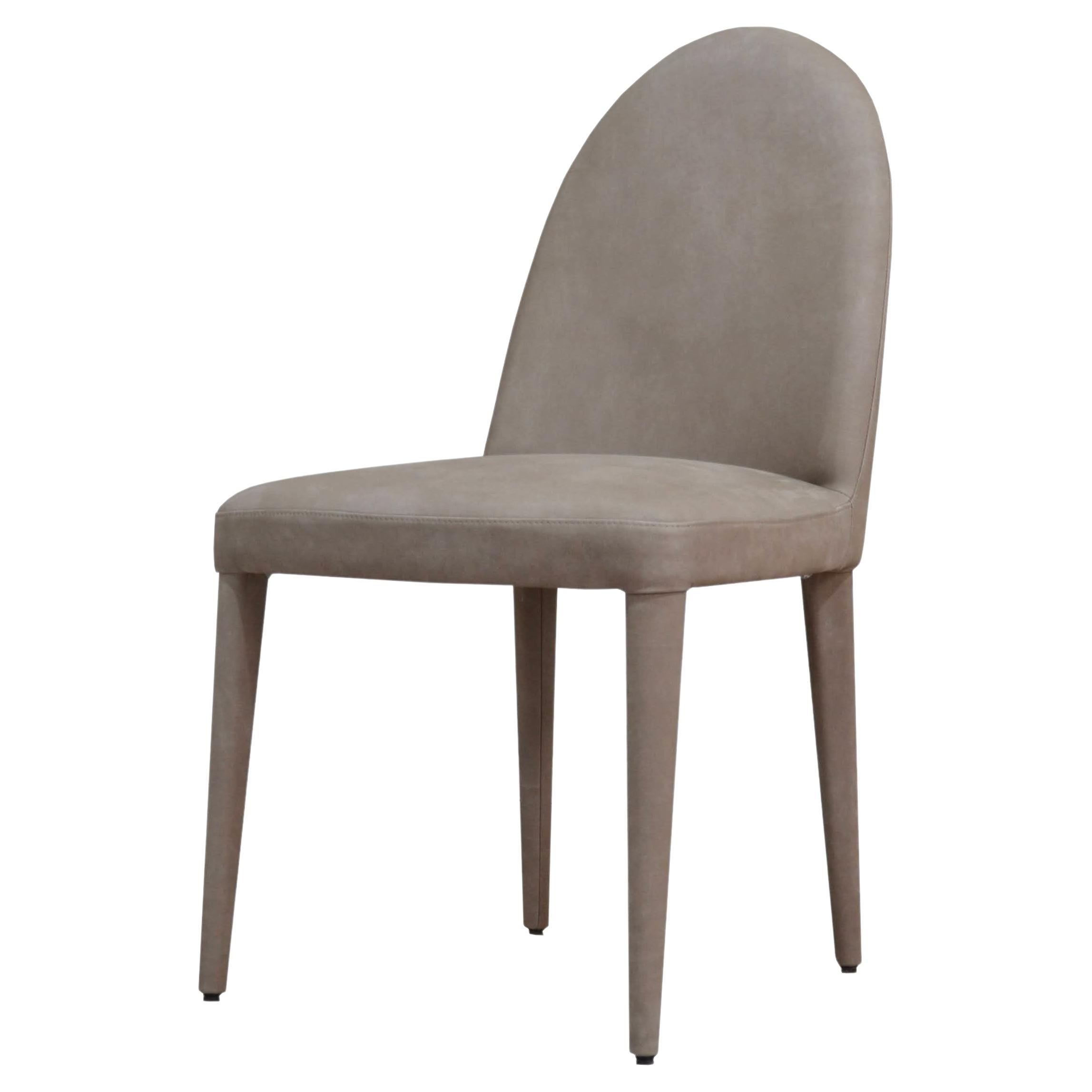 ‘Balzaretti’ Xl Contemporary Upholstered Dining Chair in Taupe Leather For Sale