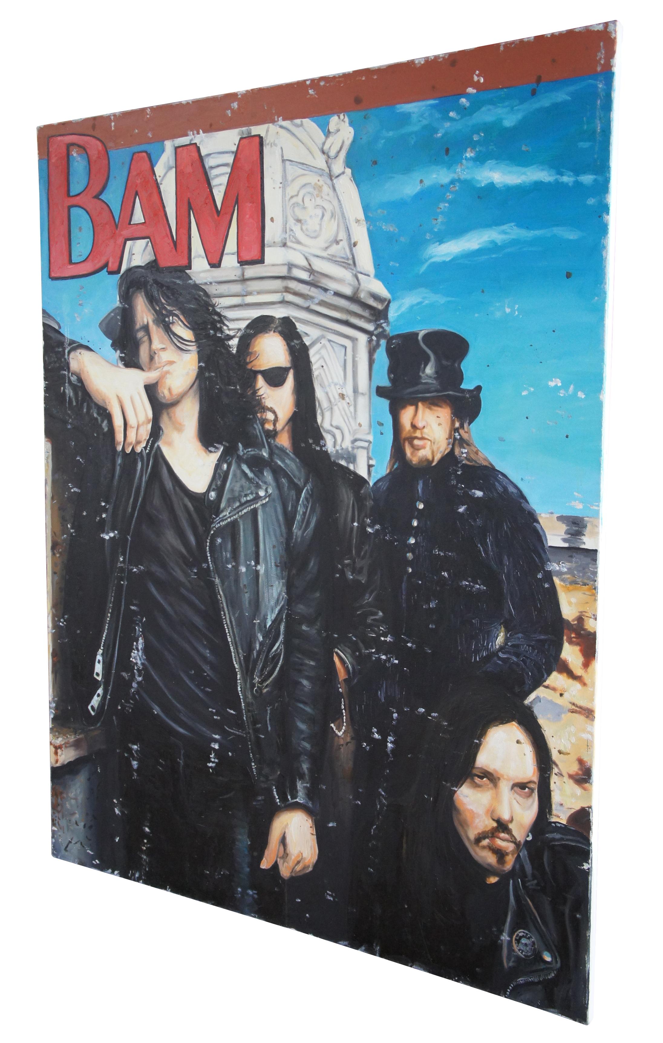 Bam oil painting by Kathleen Sullivan realism portrait rock band artwork, measures: 83
