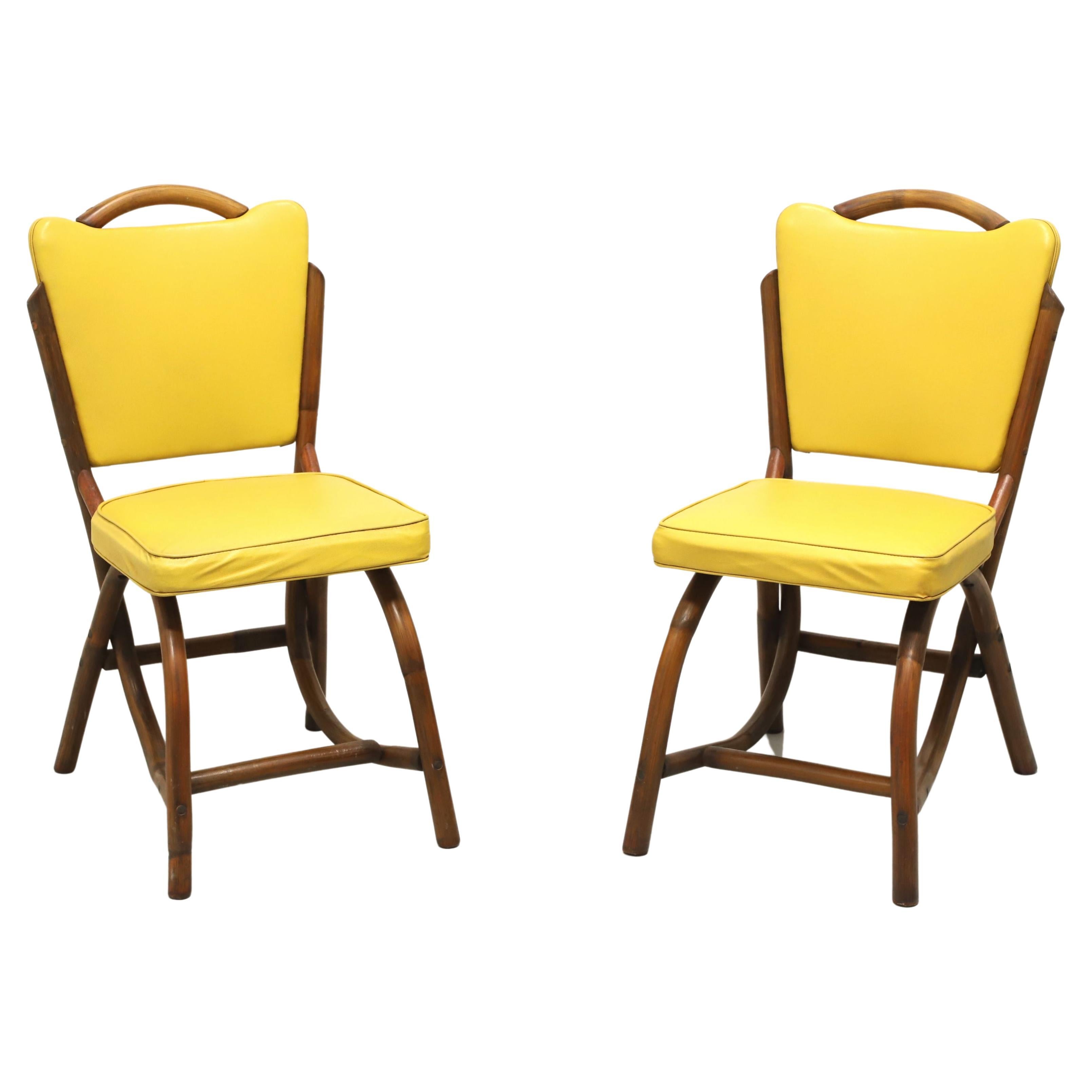 BAM-TAN 1960's Rattan Dining Side Chairs - Pair B For Sale