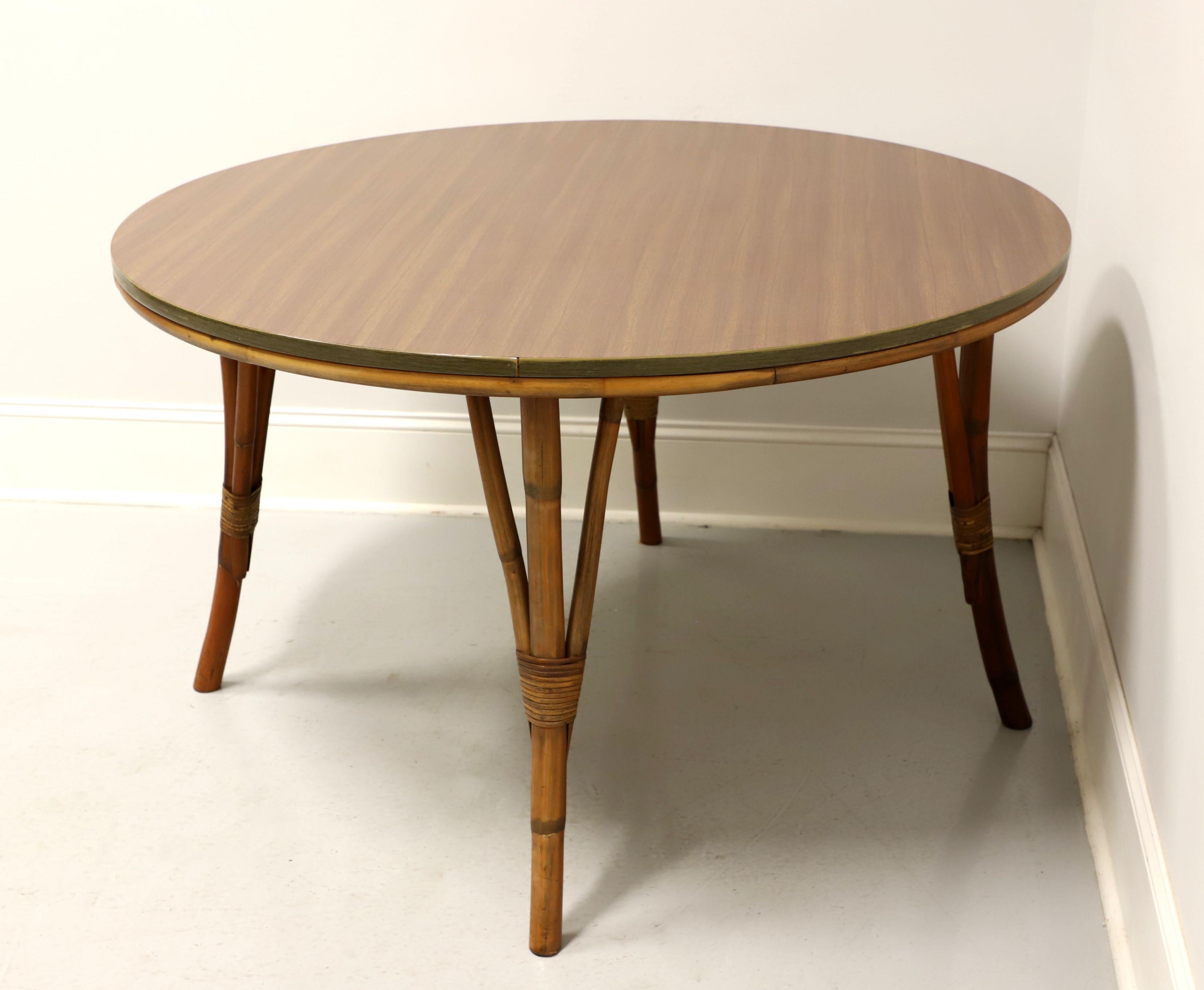 Mid-Century Modern BAM-TAN 1960's Rattan Round Dining Table For Sale