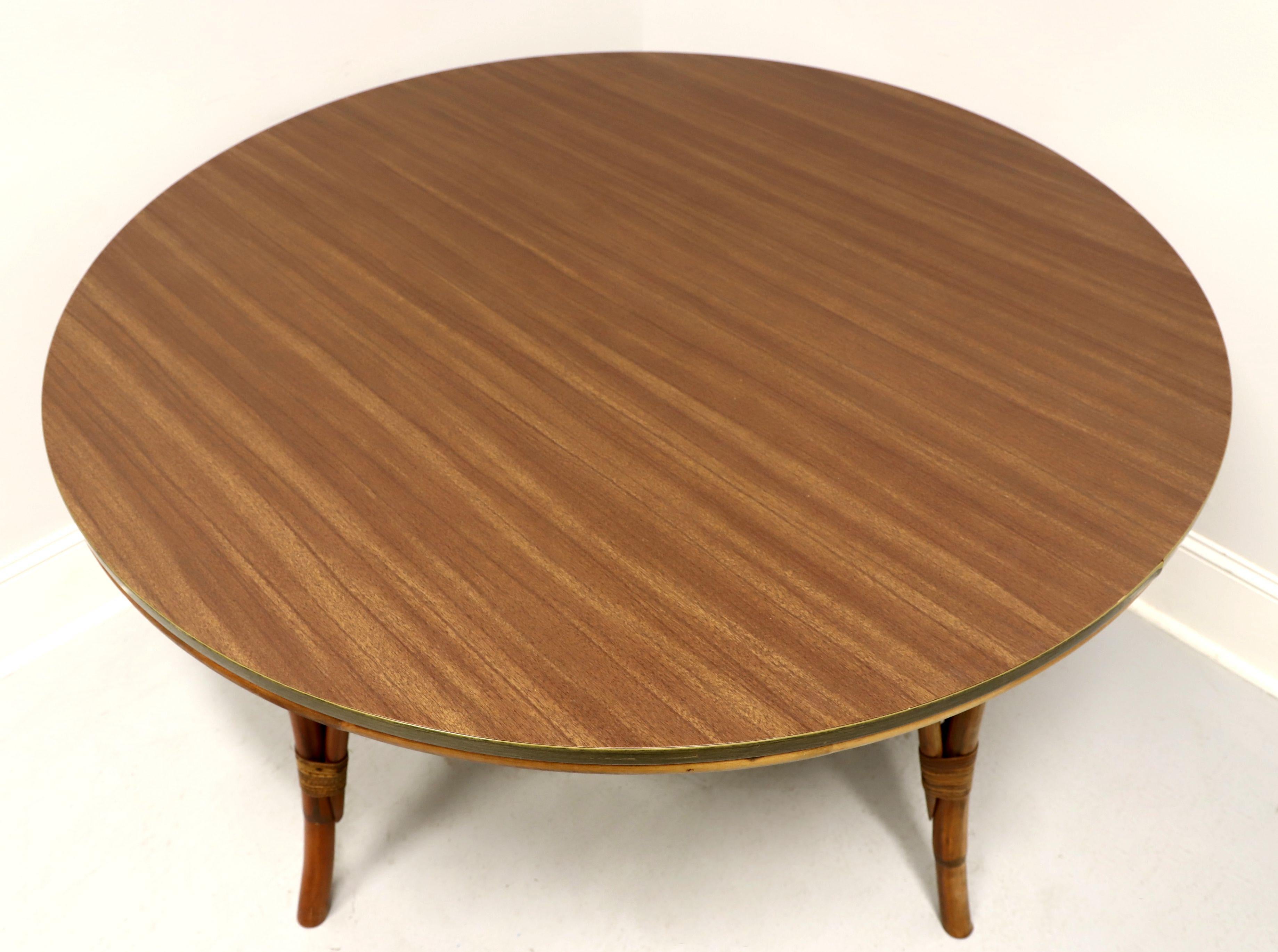 American BAM-TAN 1960's Rattan Round Dining Table For Sale