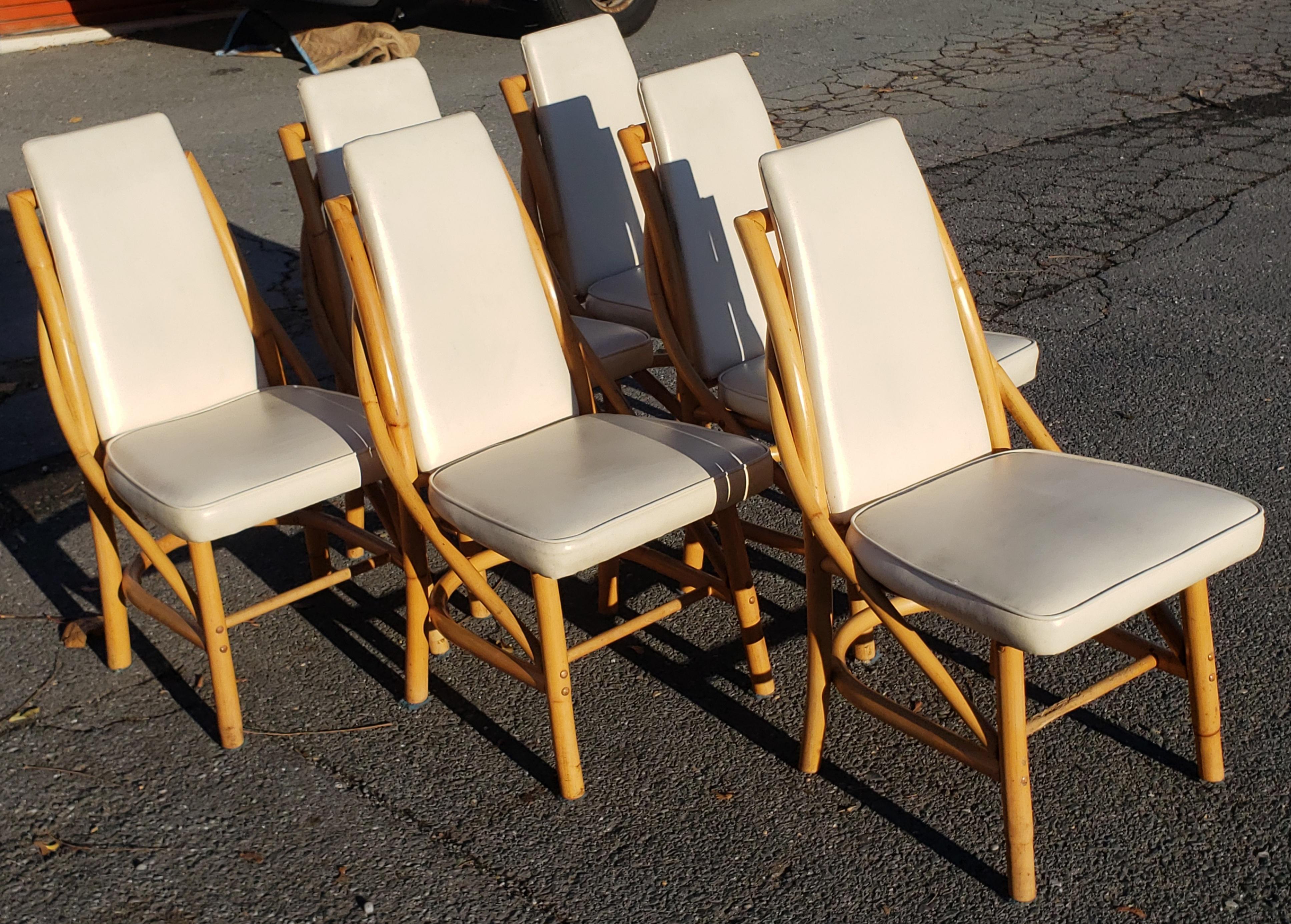 Bam Tan Rattan Bamboo Dining Chairs, Circa 1960s For Sale 3