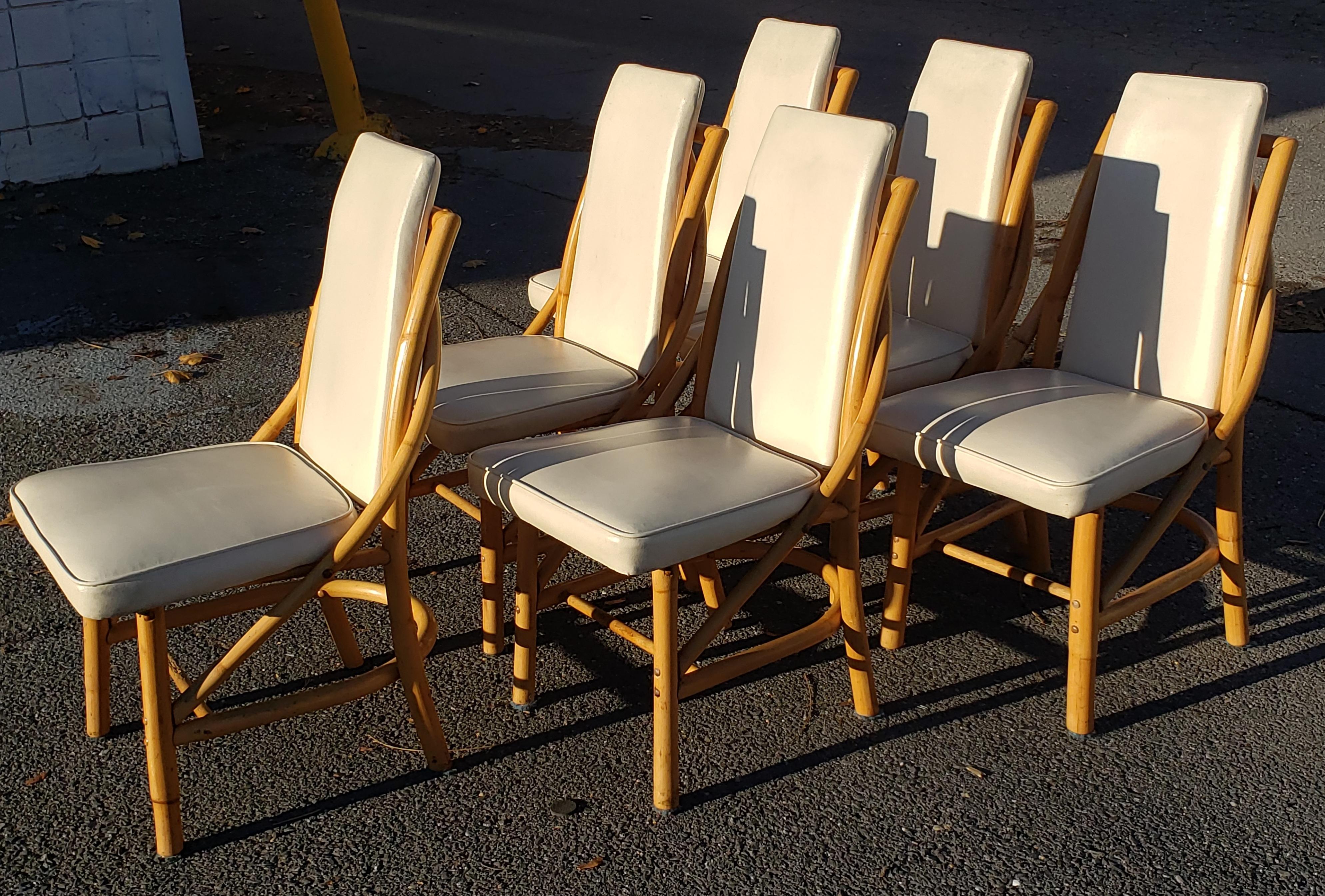 Bam Tan Rattan Bamboo Dining Chairs, Circa 1960s For Sale 4