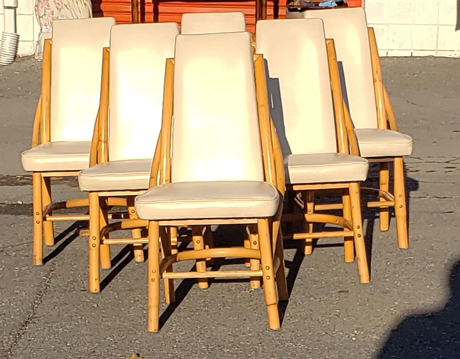 Bam Tan Rattan Bamboo Dining Chairs, Circa 1960s For Sale 5