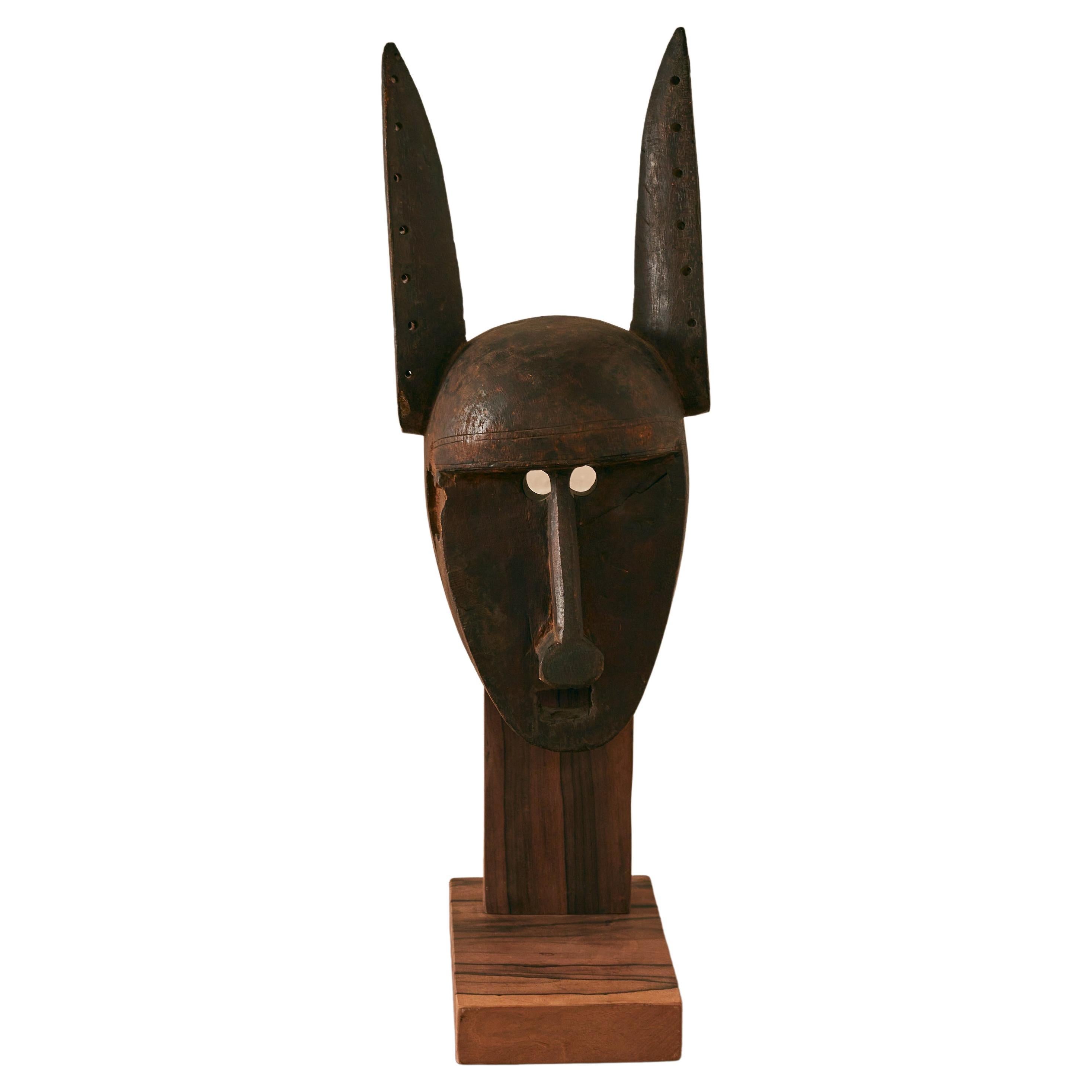 Bamana Mask on a Custom Wooden Stand For Sale