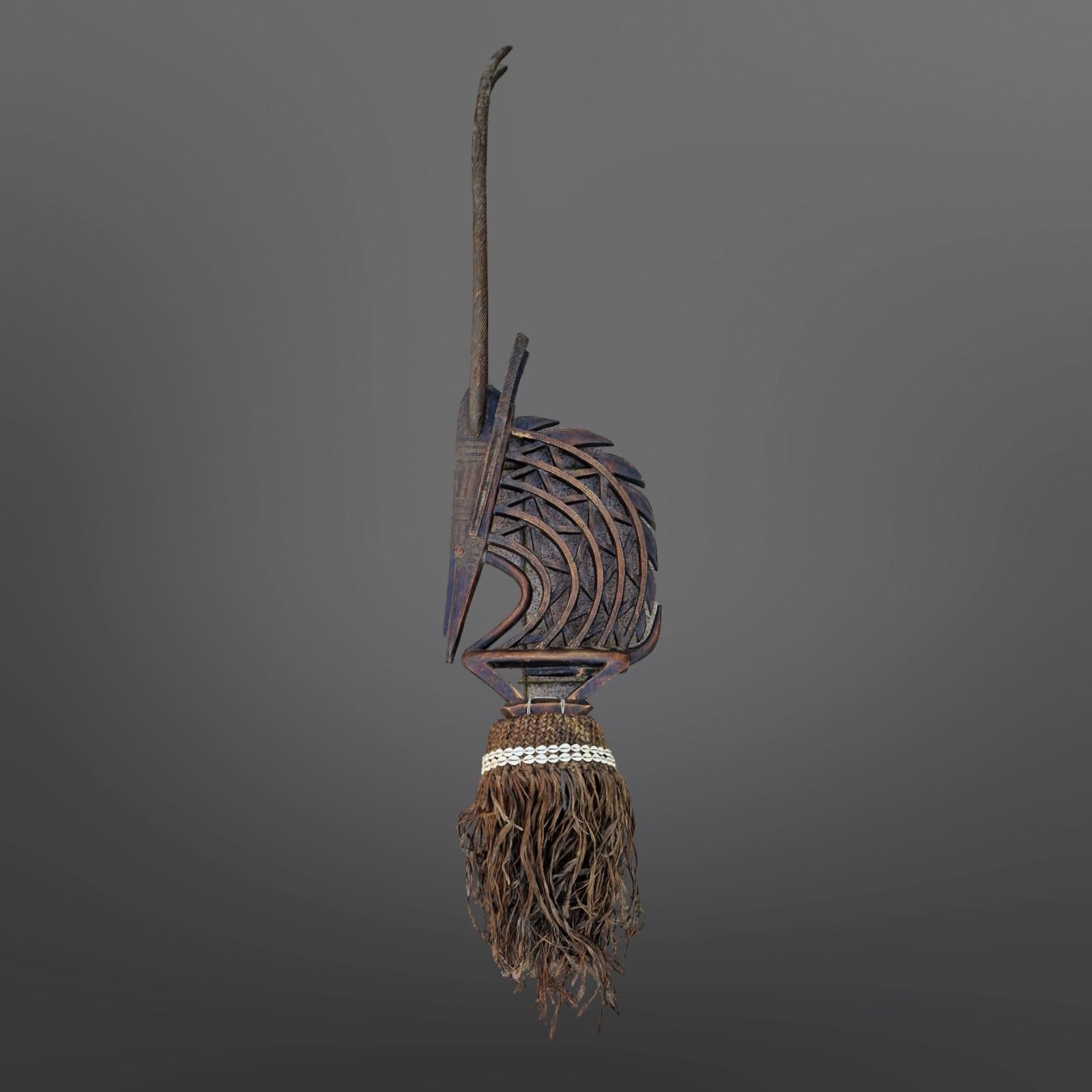 This ceremonial headdress was handmade from a single piece of wood by the skillful hands of a member of the Bamana tribe originating from Mali, West Africa. It was brought to The Netherlands by the former owner in the late 60s but was probably made