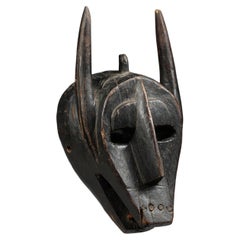 Bambara Geometric Sukuru Animal Mask with horns, teeth, Mali, West Africa