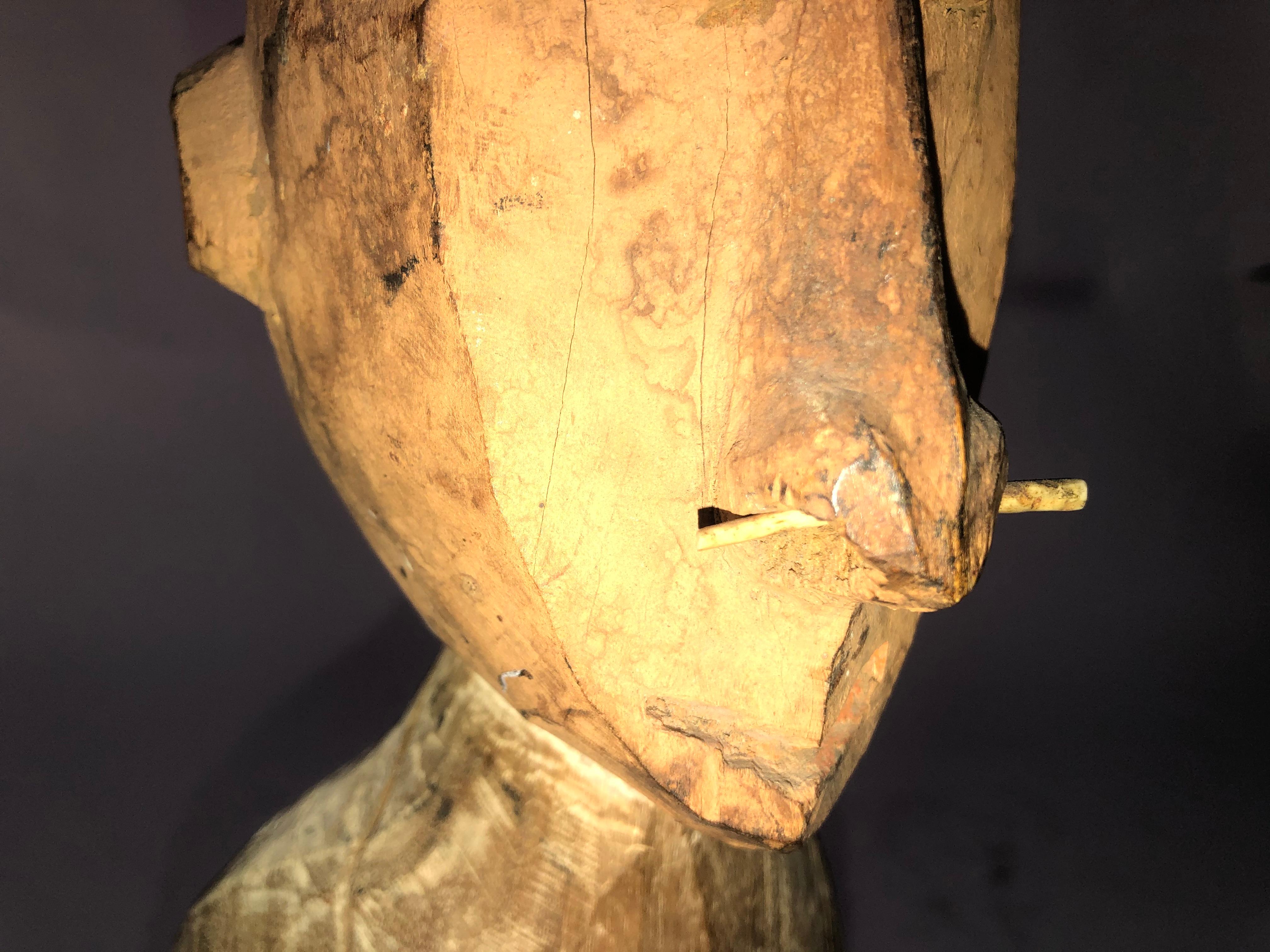 Hand carved wooden Bambara Mali figure.