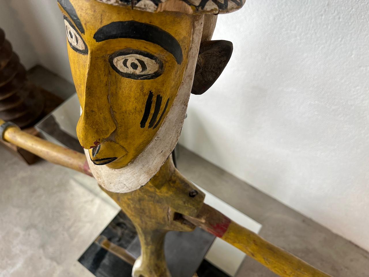 Bambara puppet figurine, African tribal art, circa 1950 For Sale 3