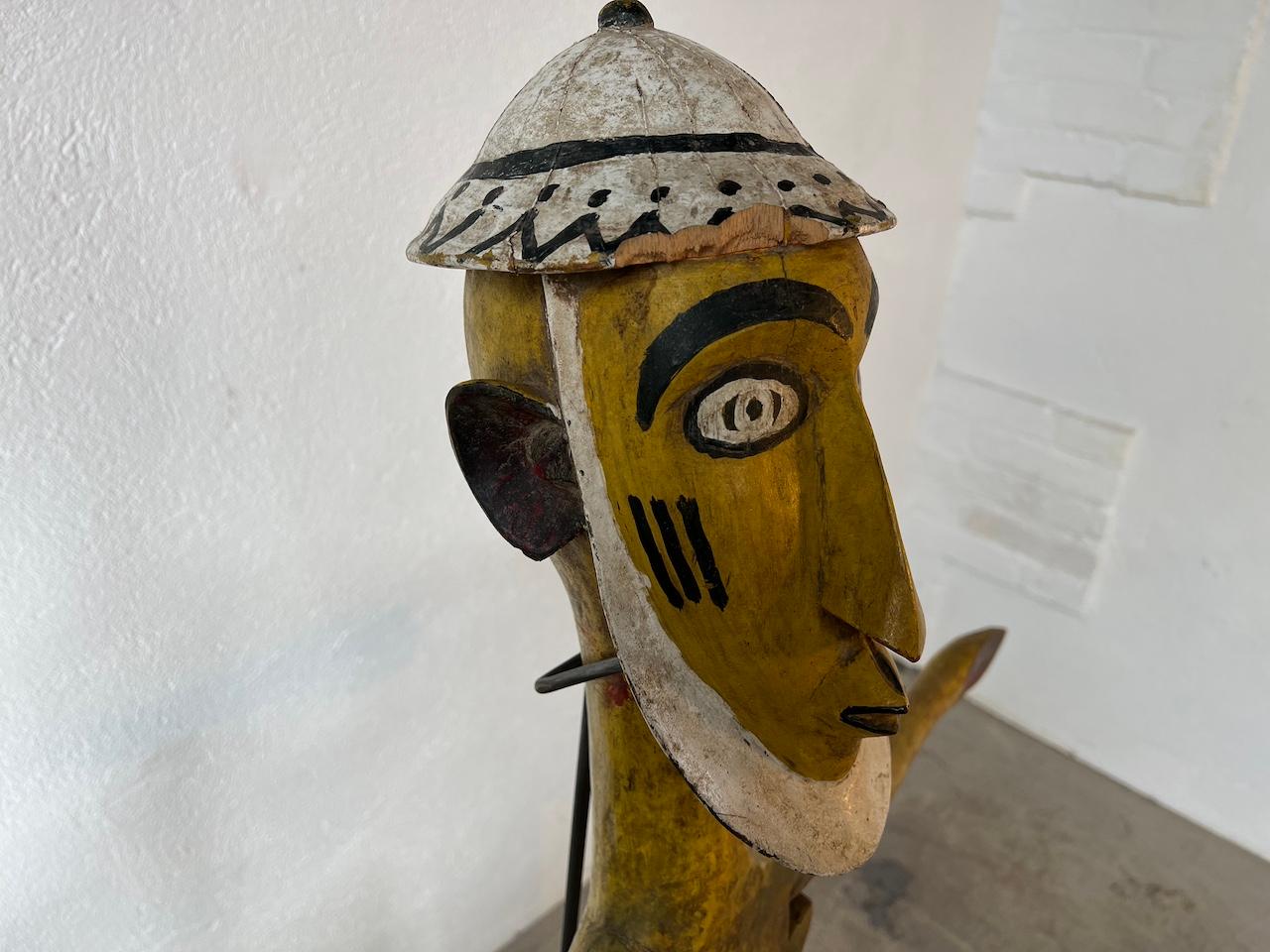 Bambara puppet figurine, African tribal art, circa 1950 For Sale 1
