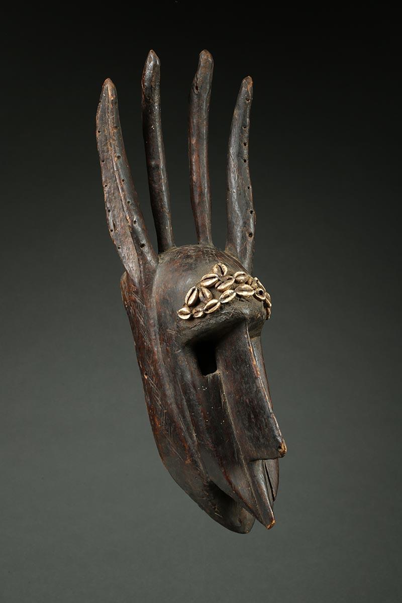 Bambara Stylized Antelope Human Wood Mask, Early 20th Century, Mali, Africa In Good Condition For Sale In Santa Fe, NM