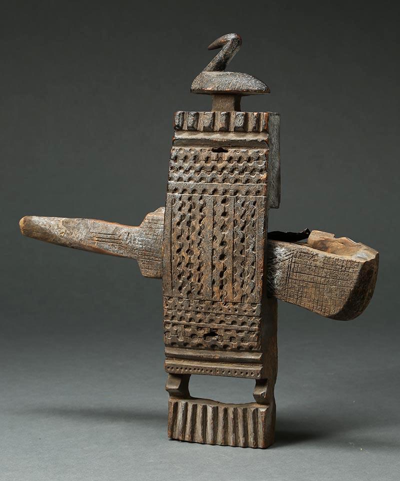 Bambara Tribal Door Lock with Bird Mali Africa Early 20th C Patina from Use In Good Condition In Santa Fe, NM