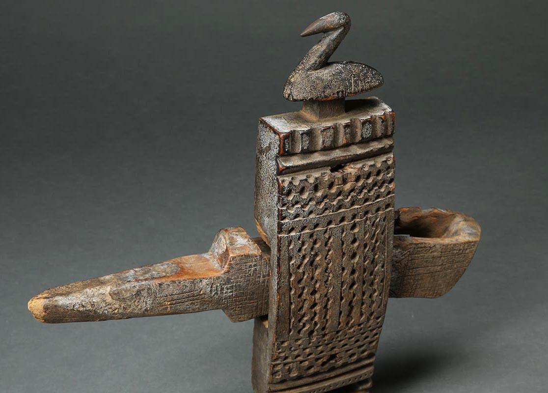 20th Century Bambara Tribal Door Lock with Bird Mali Africa Early 20th C Patina from Use