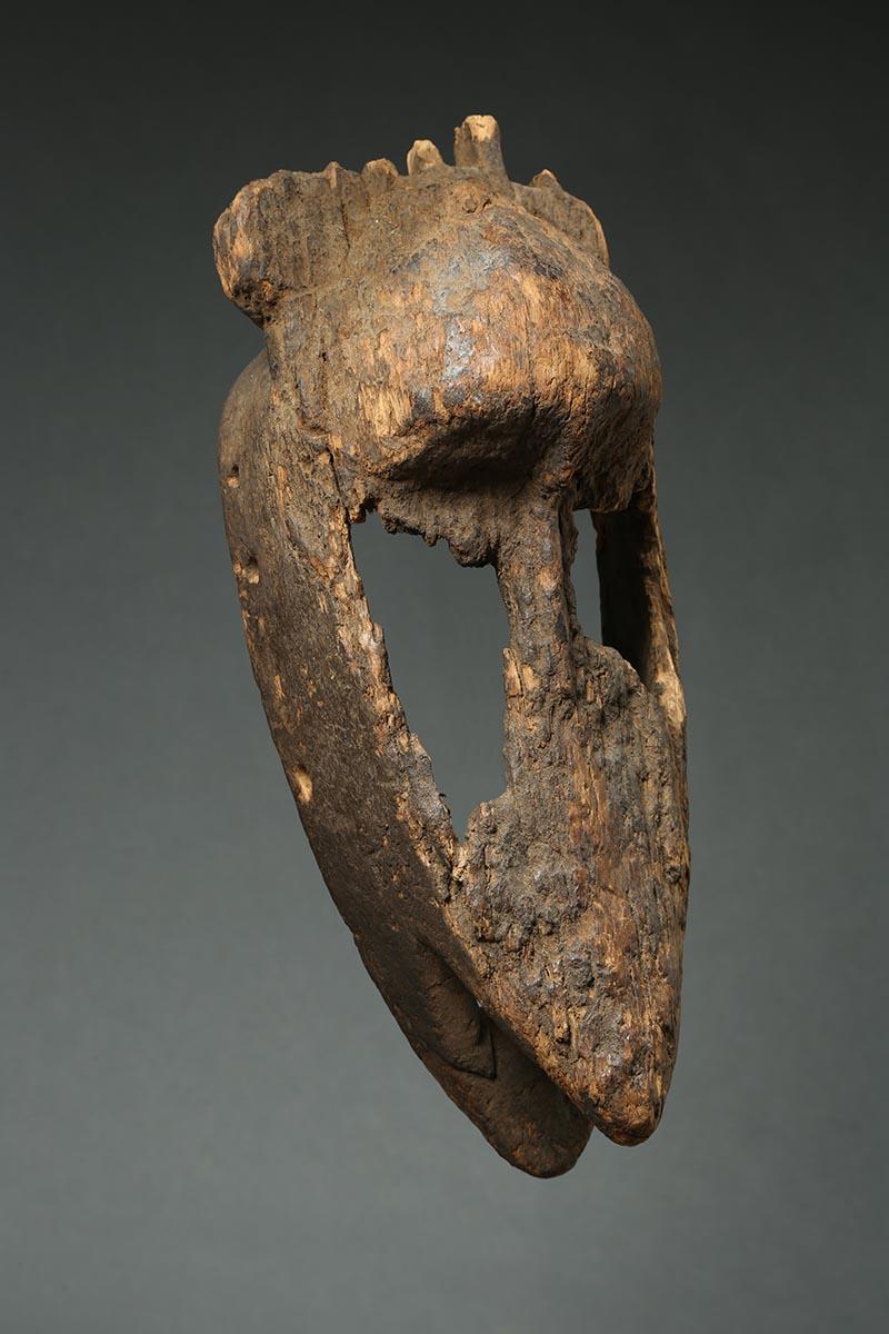 Hand-Carved Weathered Archaic Bambara Wood Mask Fragment, Mali, Africa, Early 20th C. For Sale