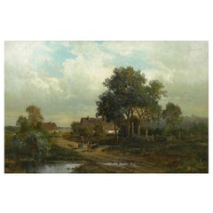 “Bamberg Bavaria” ‘1880’ Antique Landscape Painting by Carl Weber ‘American’