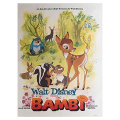 Bambi 1960s French Grande Film Movie Poster, Disney