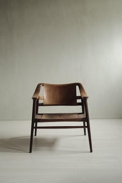 Bambi 56/2 by Sigurd Resell for Gustav Bahus, Teak & Saddle Leather, Norway, 50s