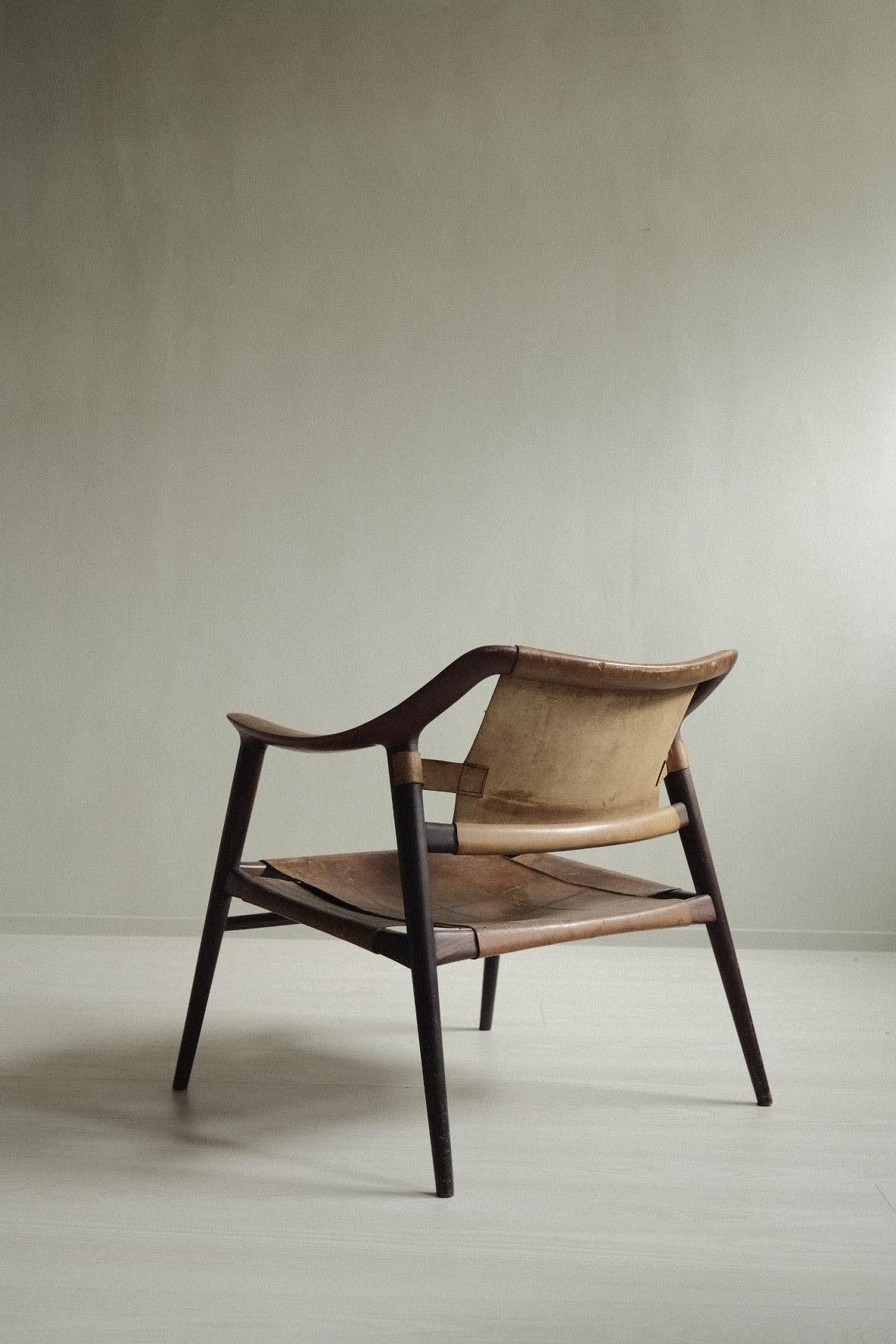 Bambi 56/2 by Sigurd Resell for Gustav Bahus, Teak & Saddle Leather, Norway, 50s In Good Condition In Hønefoss, 30