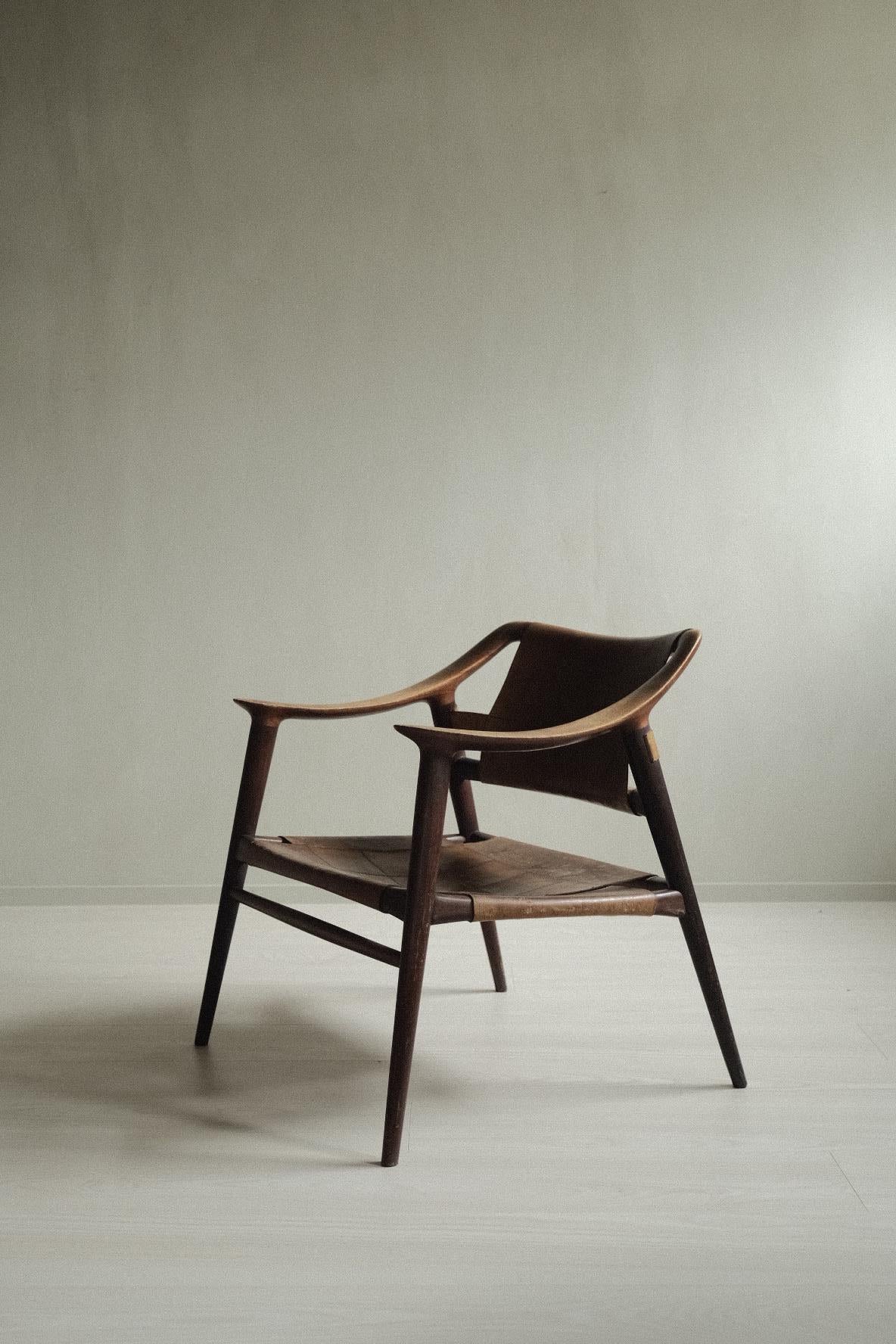 Bambi 56/2 by Sigurd Resell for Gustav Bahus, Teak & Saddle Leather, Norway, 50s 1