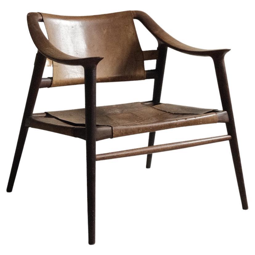 Bambi 56/2 by Sigurd Resell for Gustav Bahus, Teak & Saddle Leather, Norway, 50s