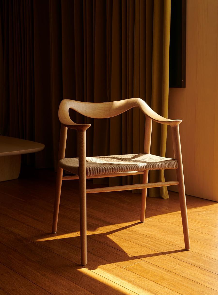 Modern Bambi 57/4 Dining Chair by Fjord Fiesta in Solid Oak and Paper Cord For Sale
