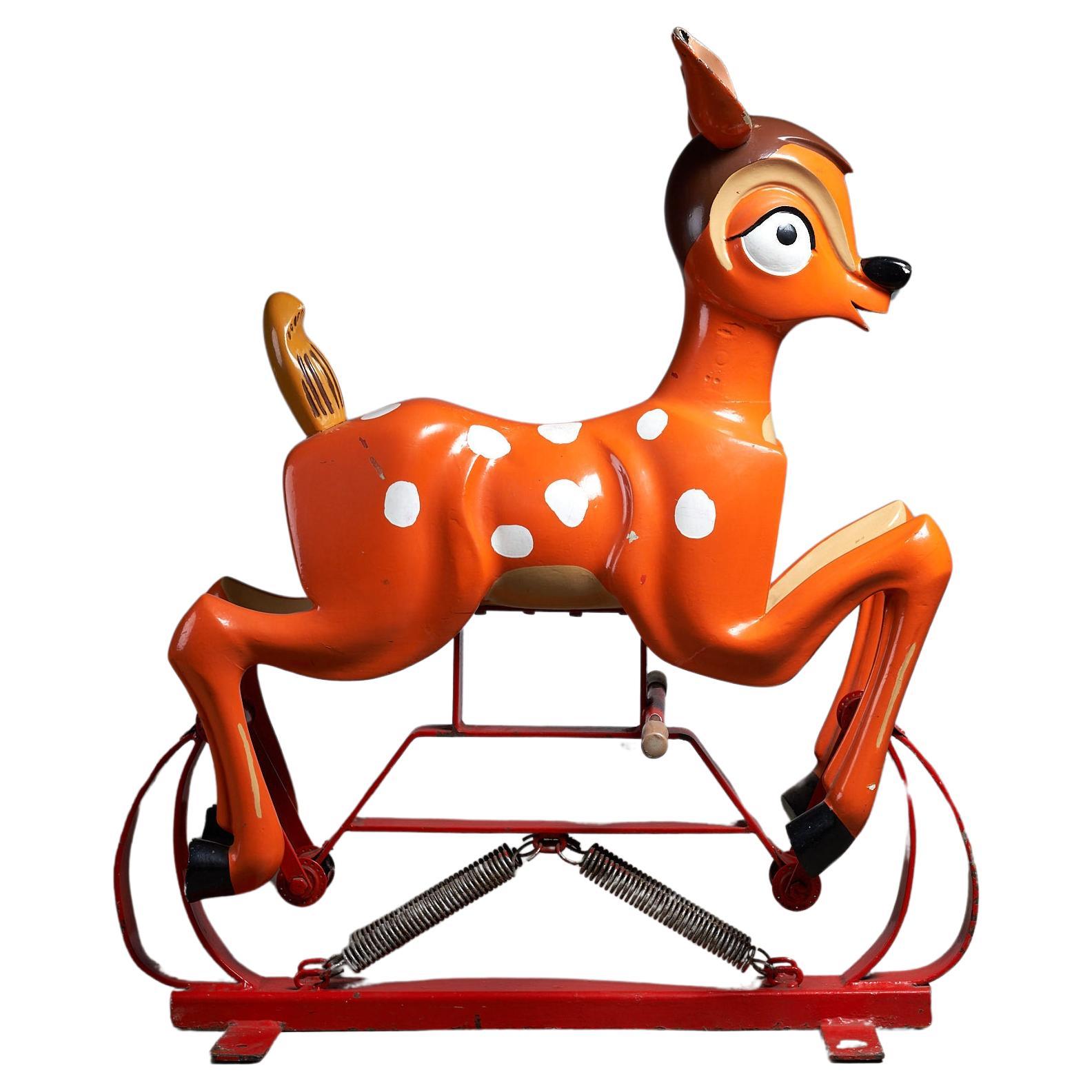 Bambi Carved Wooden Carousel Figure: Antique For Sale