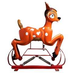 Bambi Carved Wooden Carousel Figure: Antique