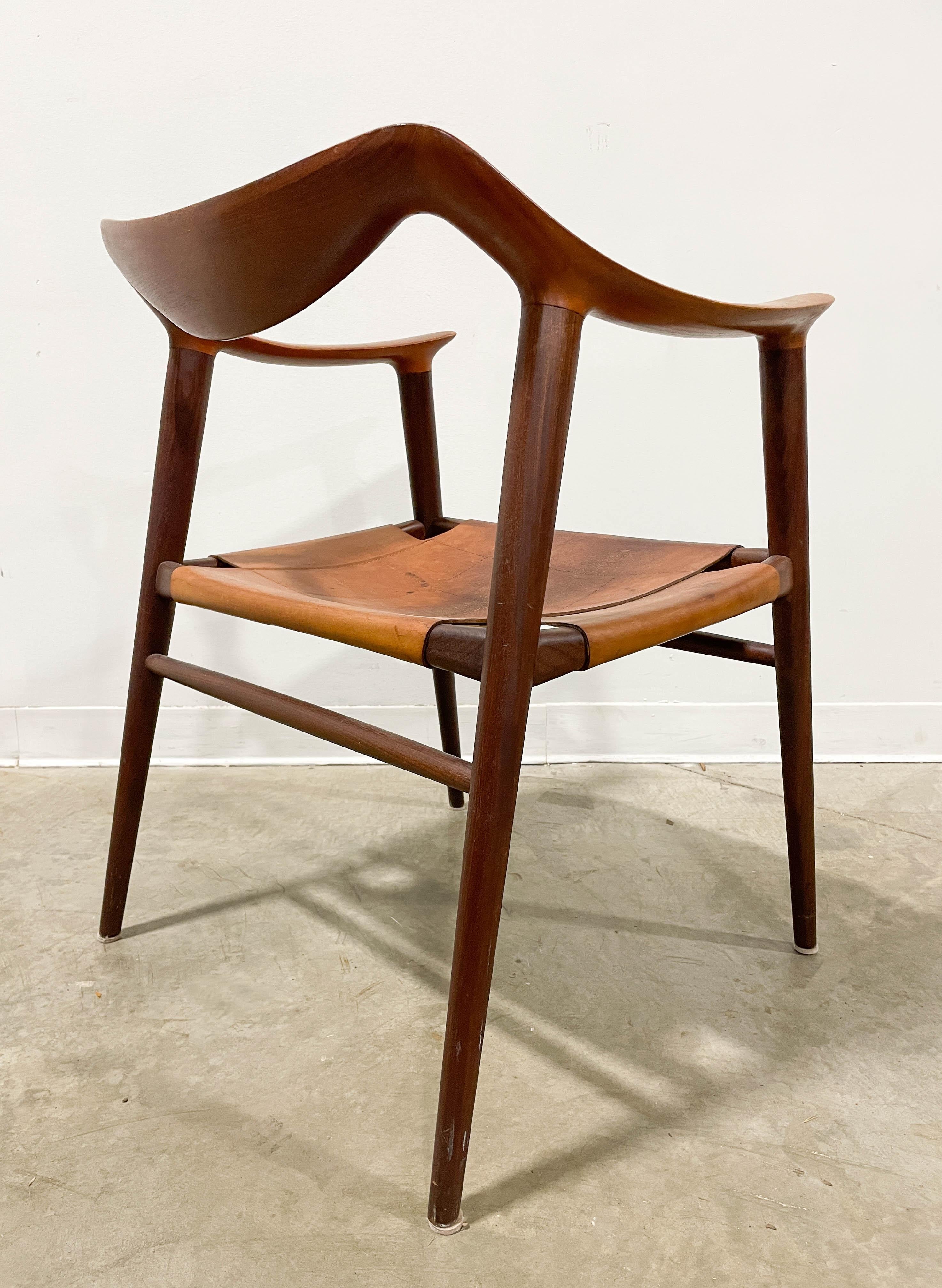 Mid-Century Modern Bambi Chair in Teak and Leather