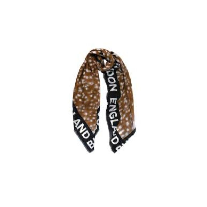 Brown Bambi print silk-cotton shawl