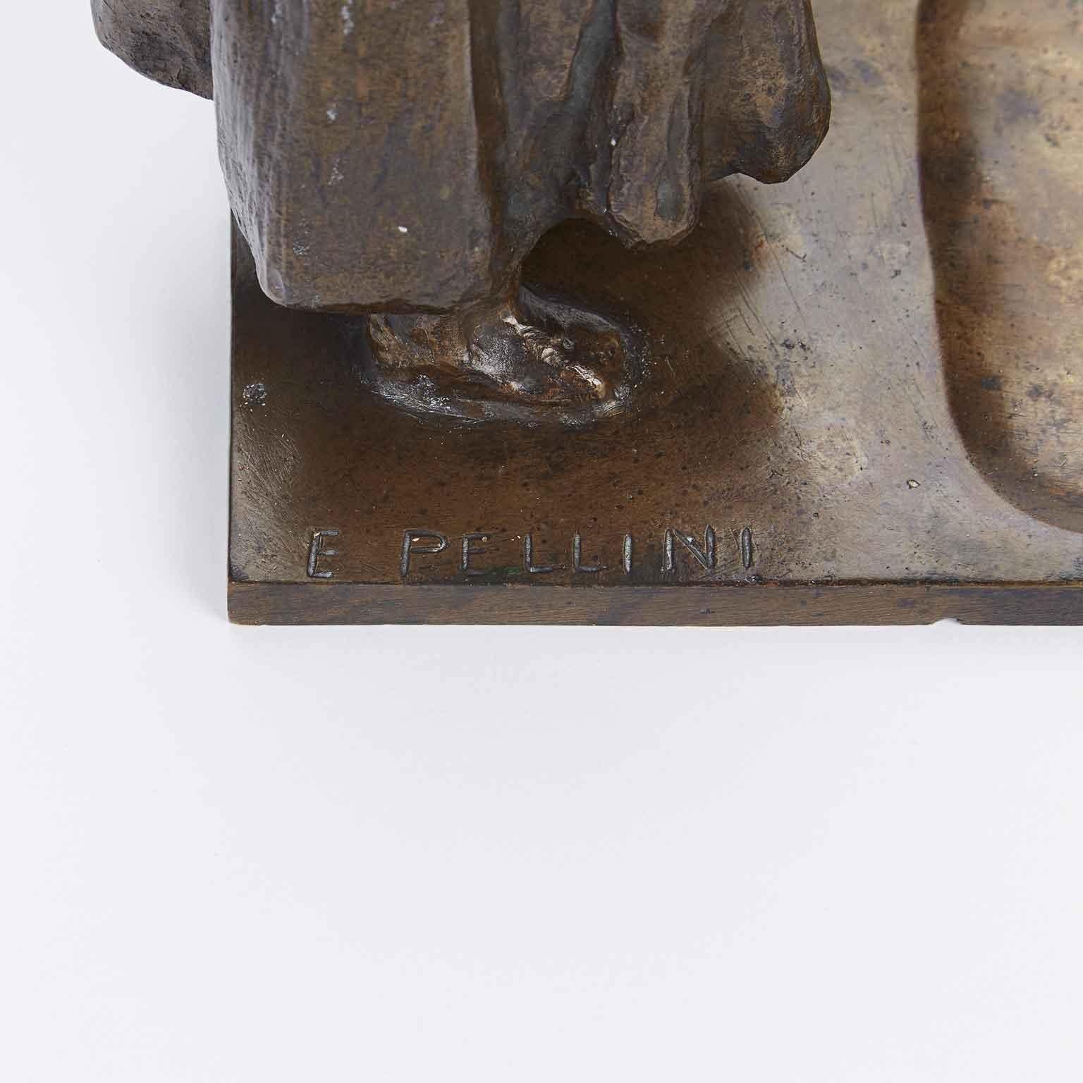Nives Child Figure in Bronze by Italian Sculptor Pellini Eugenio 1900 For Sale 1