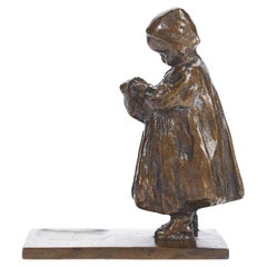 Bambina en bronze Scultura Italiana Intitolata NIVES di Eugenio Pellini 1900