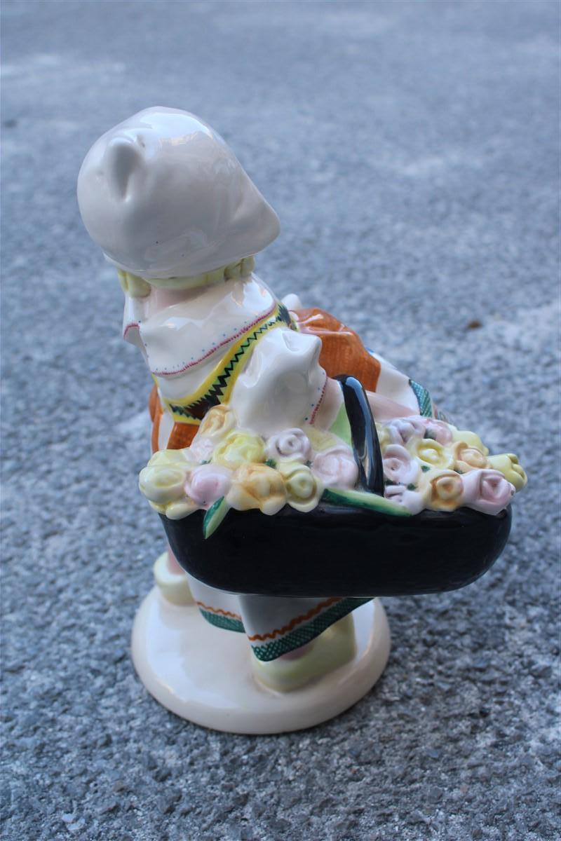 Kleines Mädchen aus italienischer Keramik Essevi Sandro Vacchetti, 1930, Niederländisches kleines Mädchen Le im Angebot 1