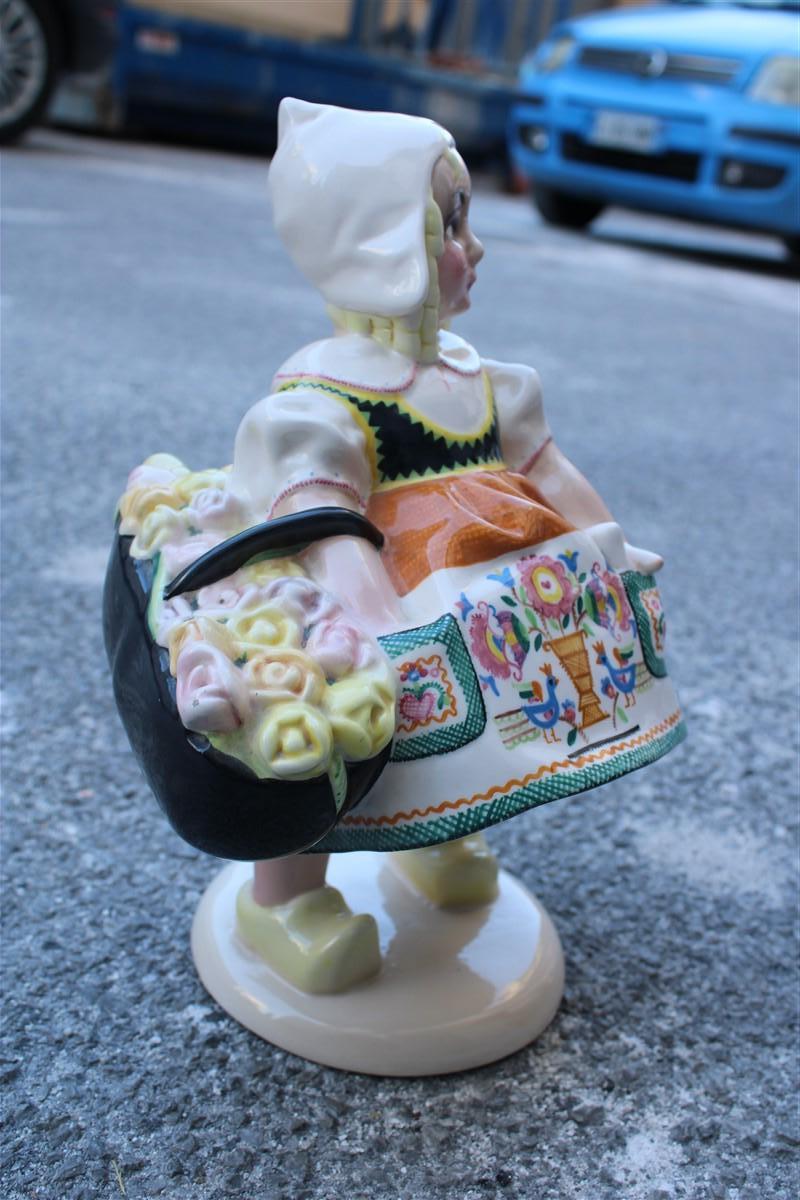 Little girl in Italian ceramic Essevi Sandro Vacchetti 1930 Dutch little girl Le For Sale 3