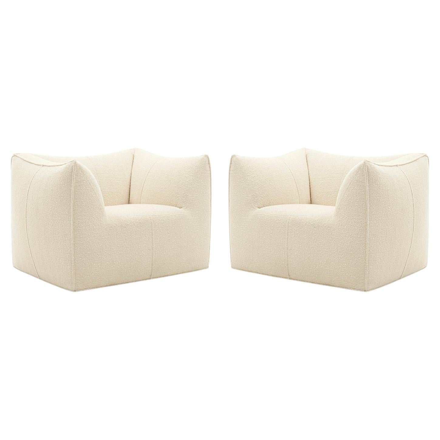 Bambola Armchairs by Mario Bellini in White Bouclé  Iconic Italian Design