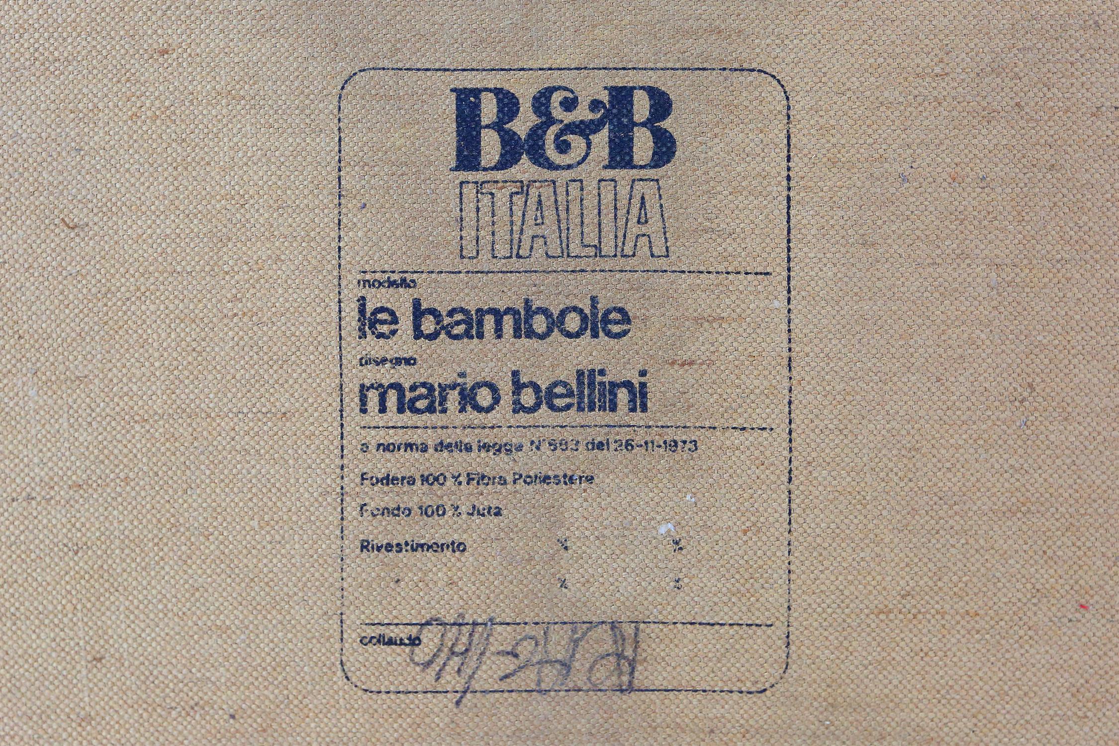 Bambole 2-Seat Sofa in Brown Leather by Mario Bellini for B&B Italia, 1970s 2