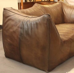 "Bambole" Brown Leather Sofa by Mario Bellini for B&B Italia