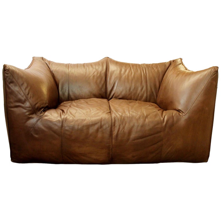 Bambole Brown Leather Sofa By Mario Bellini For B Italia