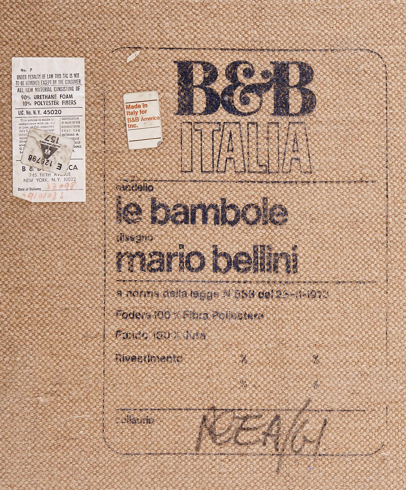 Bambole Leather Sectional Sofa by Mario Bellini for B + B Italia 8
