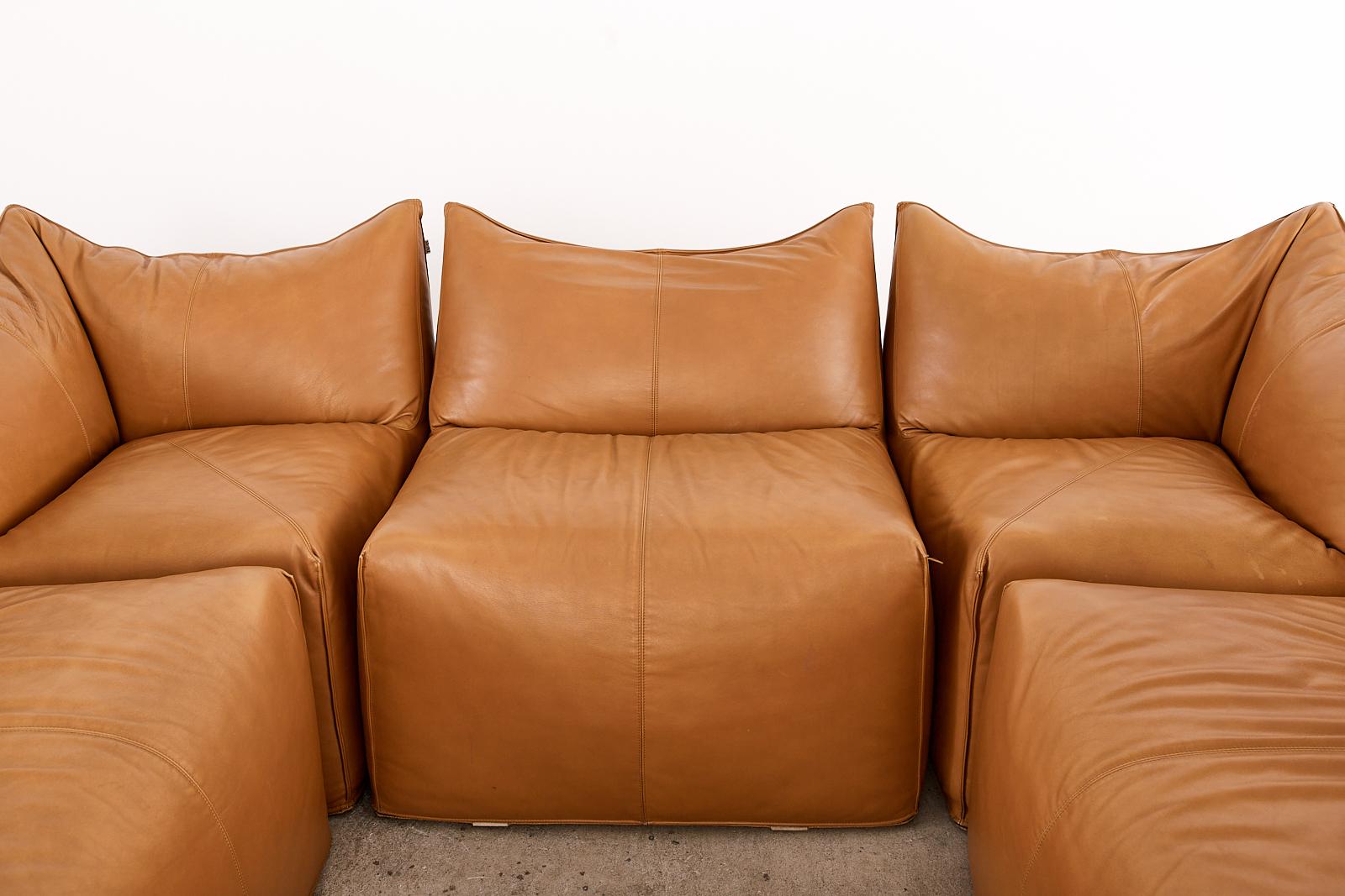 Mid-Century Modern Bambole Leather Sectional Sofa by Mario Bellini for B + B Italia