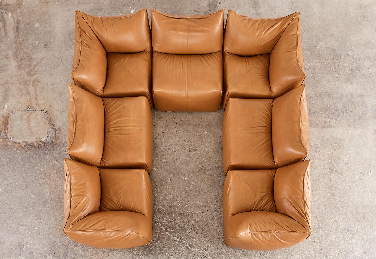 Bambole Leather Sectional Sofa by Mario Bellini for B + B Italia In Good Condition In Rio Vista, CA