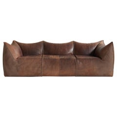 "Bambole" three-seater buffalo leather sofa by Mario Bellini, Ed. BB Italia 1970