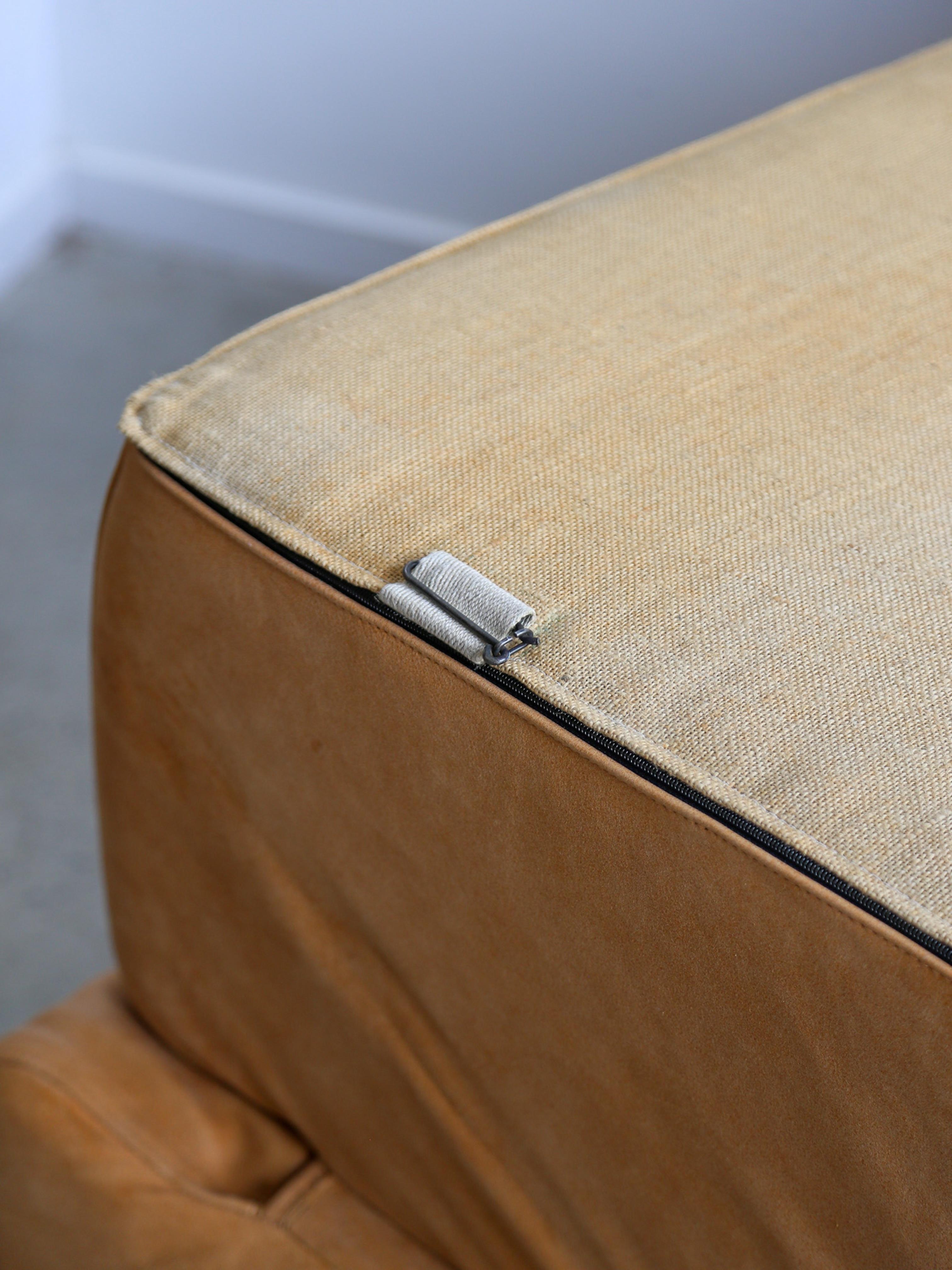 Bamboletto by Mario Bellini for B&B Italia in Cognac Leather 1970s For Sale 6