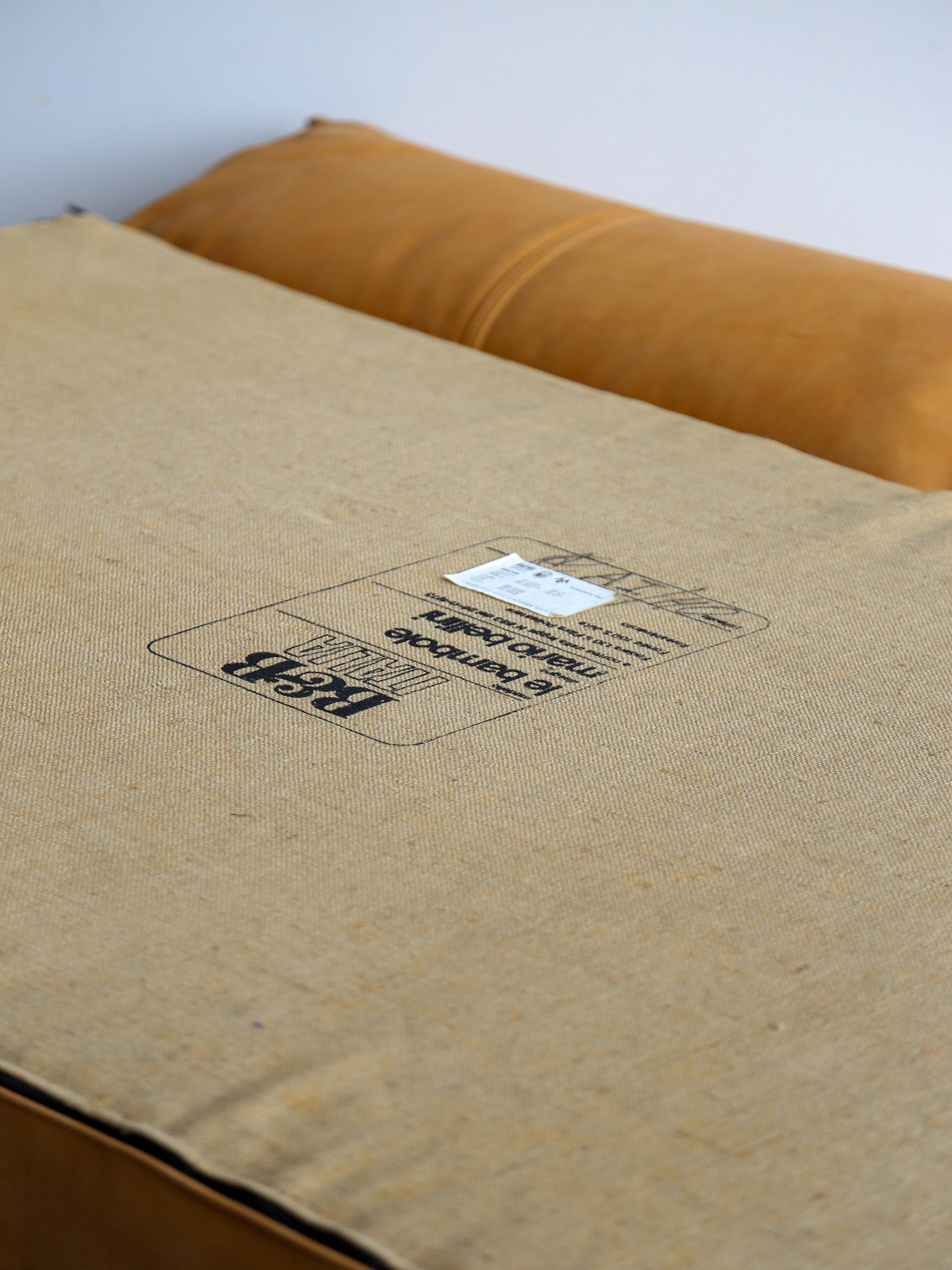 Bamboletto by Mario Bellini for B&B Italia in Cognac Leather 1970s For Sale 7
