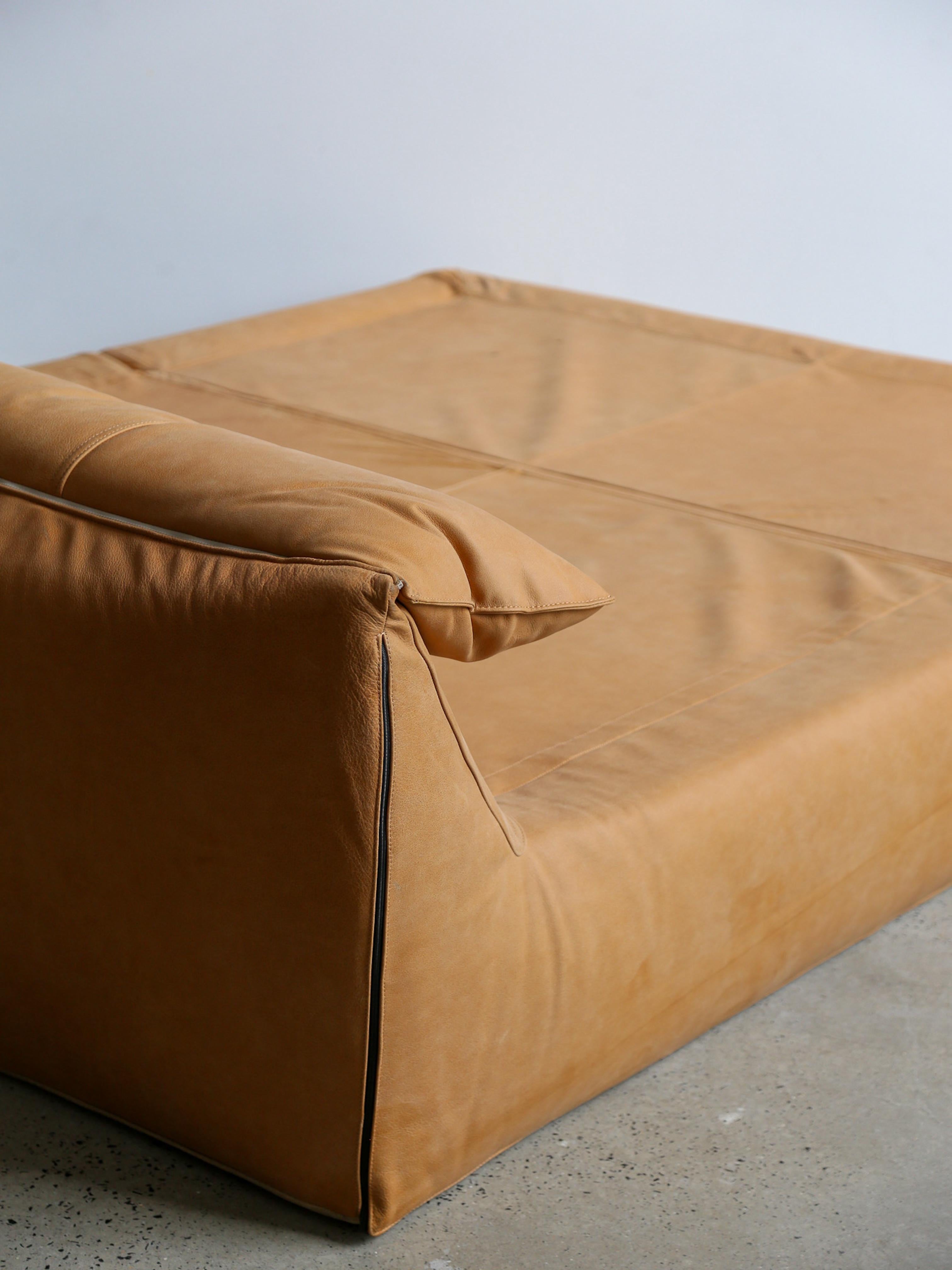 Bamboletto by Mario Bellini for B&B Italia in Cognac Leather 1970s For Sale 1