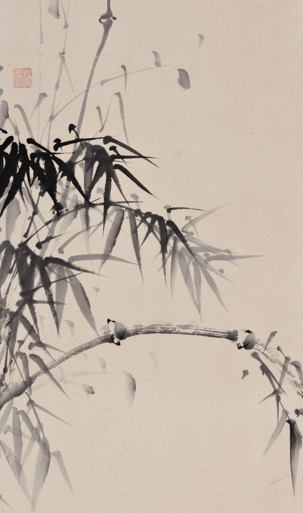 Edo Bamboo, 18th Century Japanese Ink Painting by Cho Tosai