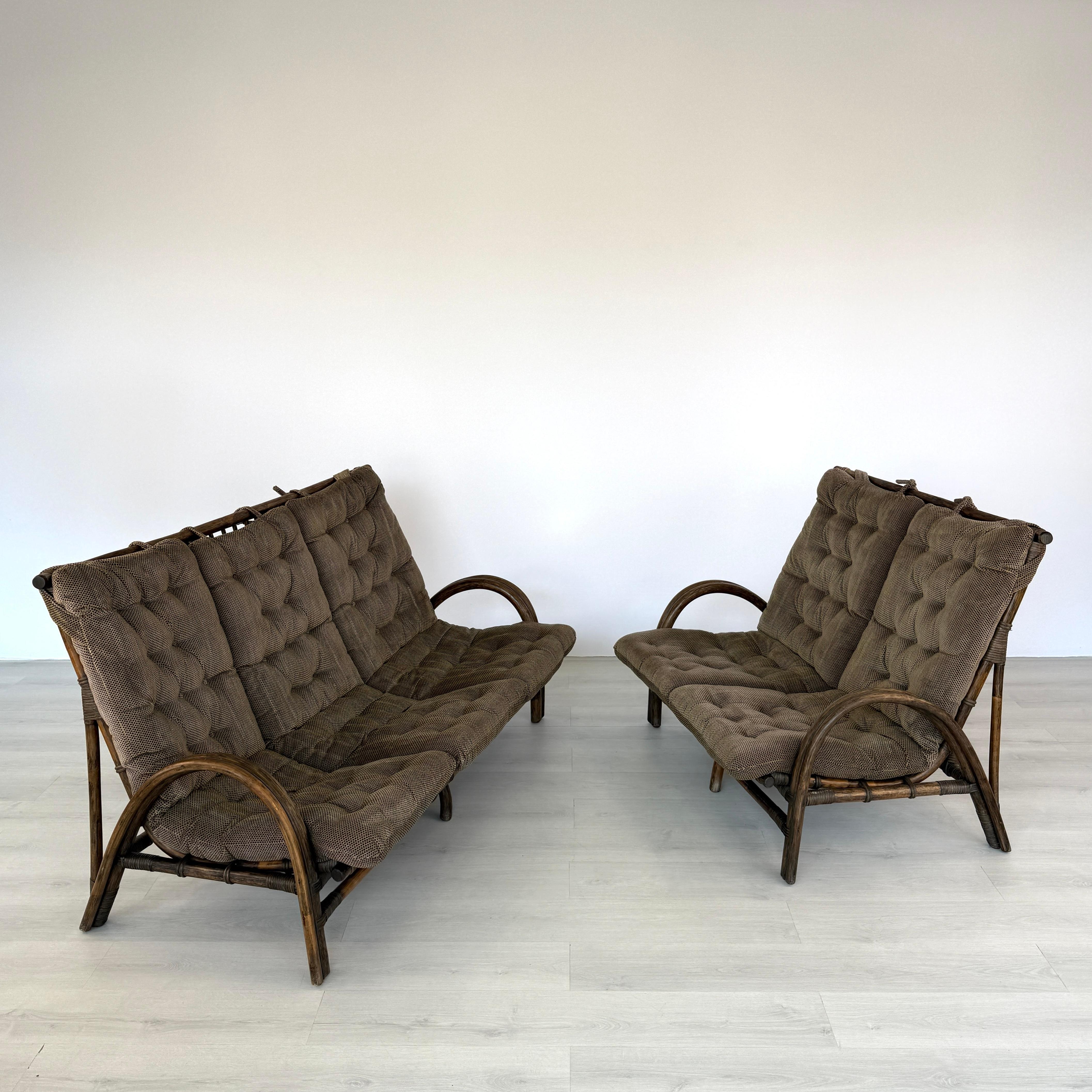 Bamboo 3-seat Sofa Manner of Rohe Noordwolde For Sale 6
