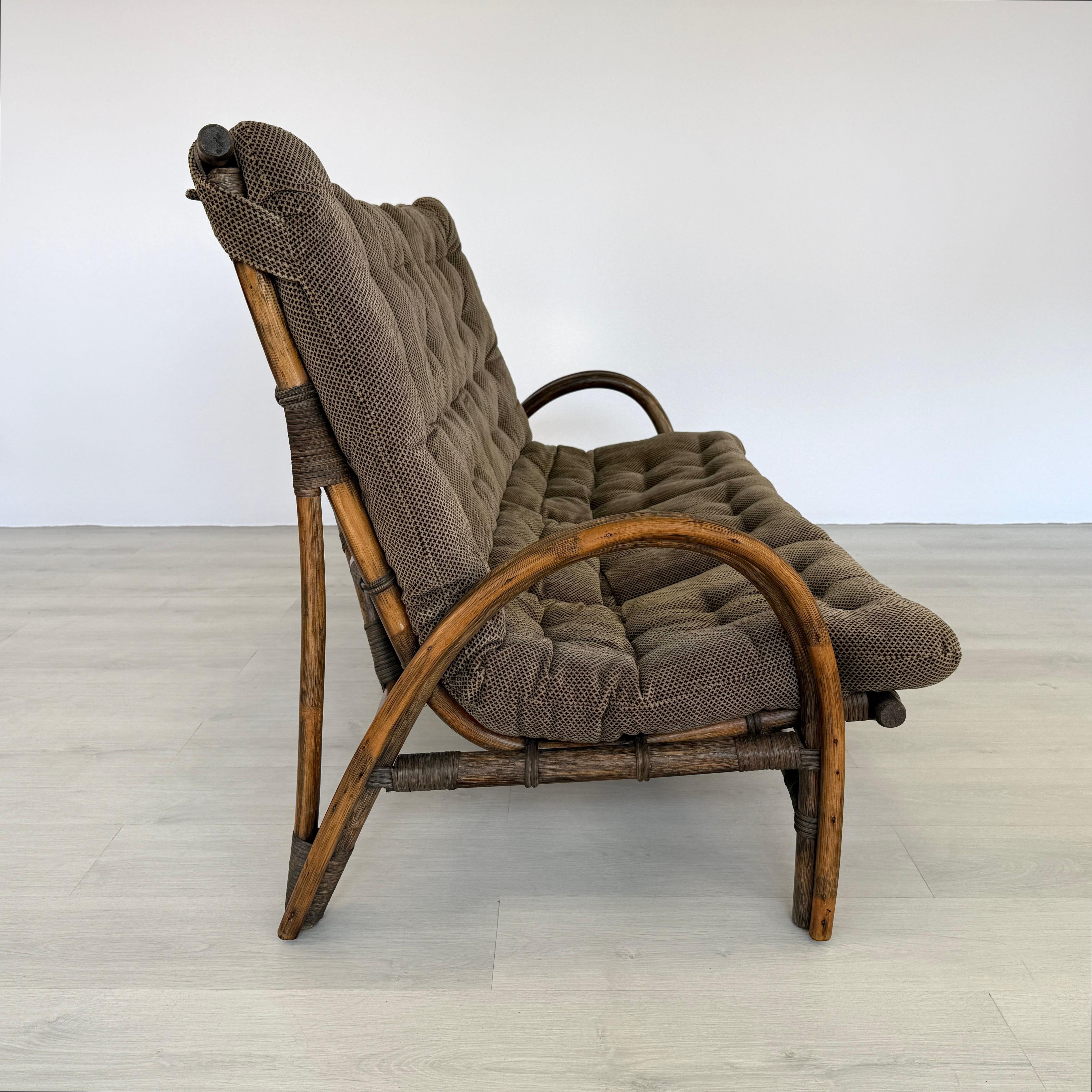 Dutch Bamboo 3-seat Sofa Manner of Rohe Noordwolde For Sale