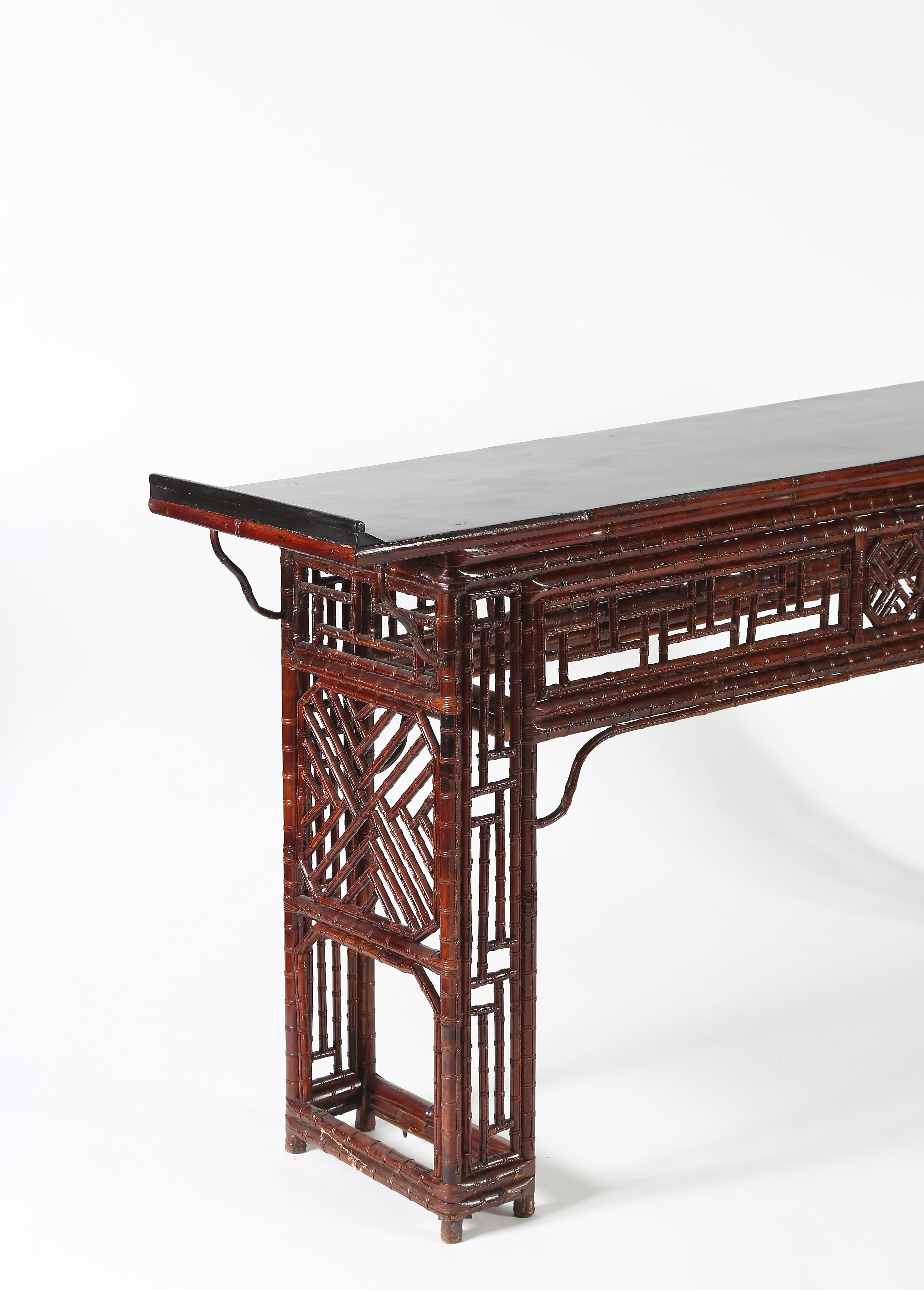 Chinese Bamboo Altar Table with Everted Ends