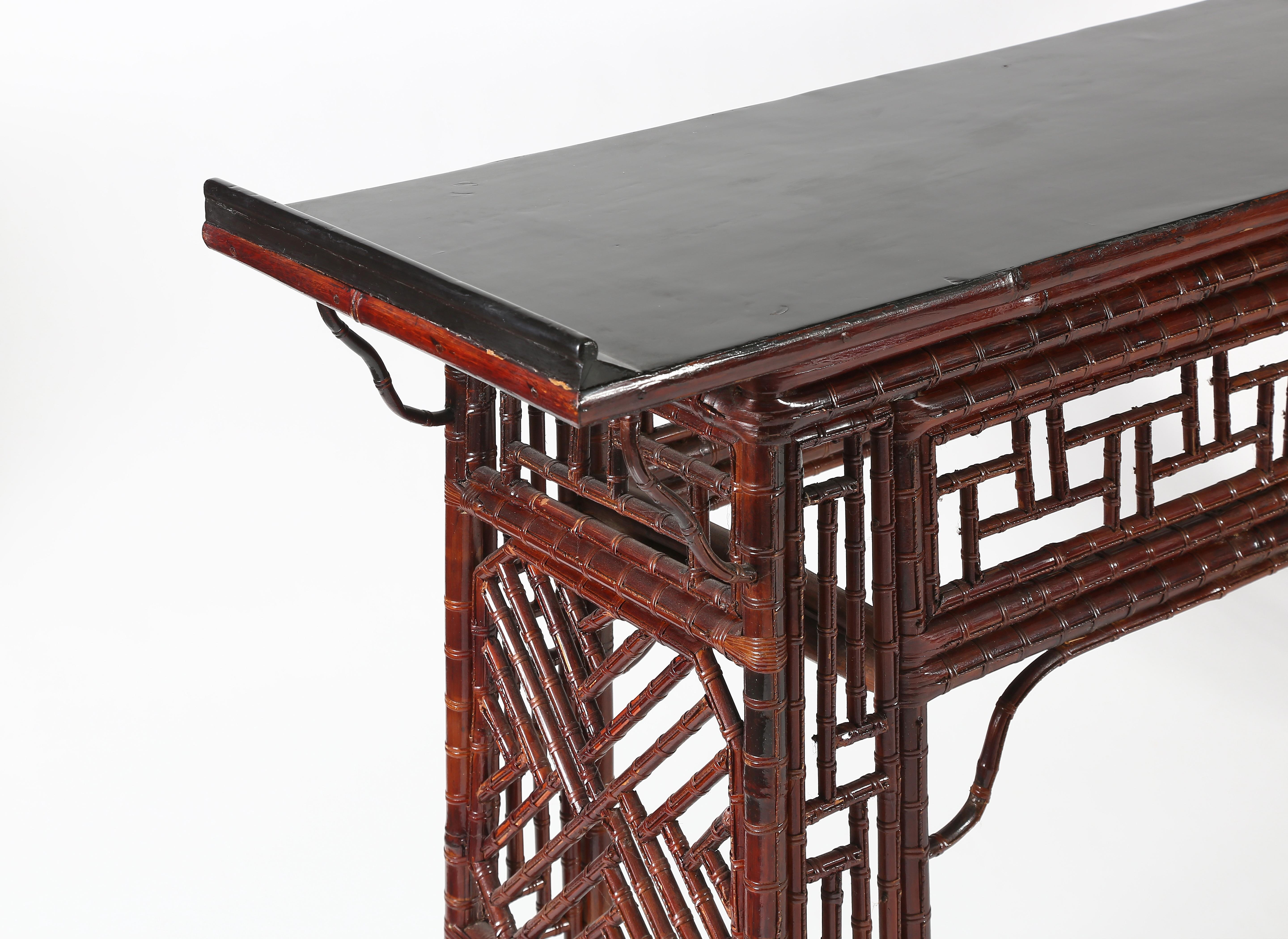 Hand-Crafted Bamboo Altar Table with Everted Ends