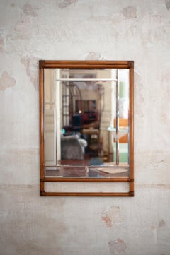 Miroir en bambou et verre biseauté – Années 1970